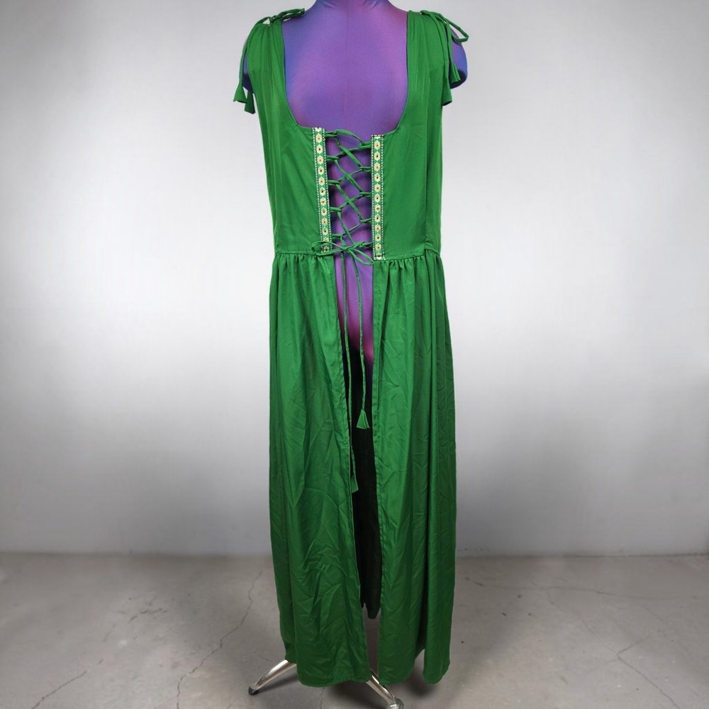 Reminisce Green Renaissance Lace Up Overdress Floral Trim Maxi Oktoberfest 1XL